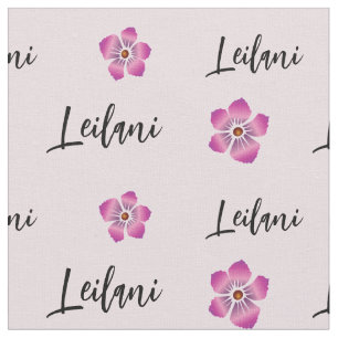 Tecido Nome Personalizado com Flor de Hibisco Vibrante Im