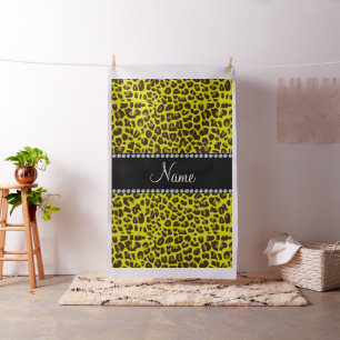 Tecido Nome personalizado padrão leopardo amarelo