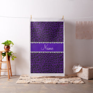 Tecido Nome personalizado padrão leopardo roxo