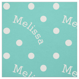 Tecido Nome Personalizado Turquoise Bolinhas Azul-Teal