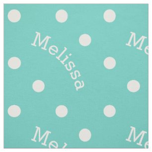 Tecido Nome Personalizado Turquoise Bolinhas Azul-Teal