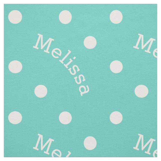 Tecido Nome Personalizado Turquoise Bolinhas Azul-Teal (Modelo)