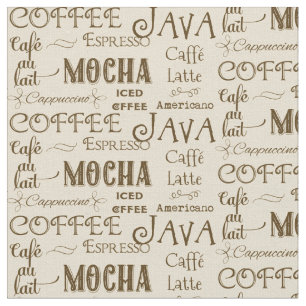Tecido Nomes da bebida de Latte do café do café do Moch