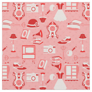 Tecido nostalgia antiquada, rosa-vermelha, de flaper