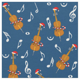 Tecido Notas da Música Cello Santa Hat