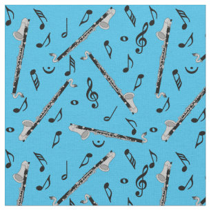Tecido Notas da Música Preta do Clarinet Bass
