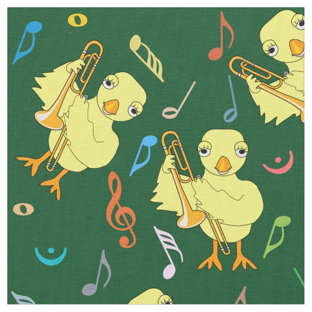 Tecido Notas de música de Pintinho Trombone (Detalhe)