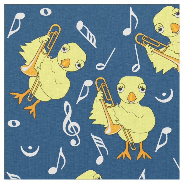 Tecido Notas de música de Pintinho Trombone (Detalhe)