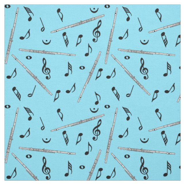 Tecido Notas de Música Flute Black (Modelo)