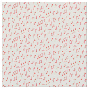Tecido Notas de Música Red Doodled