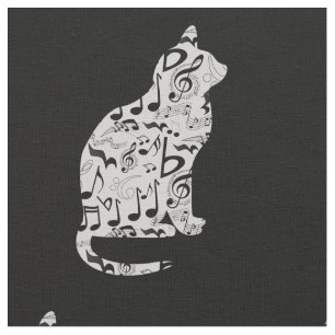 Tecido Notas de Música Sobre Cat Lover - Músico Minimalis