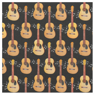 Tecido Notas de música sobre guitarras acústicas clássica