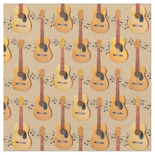 Tecido Notas de música sobre guitarras acústicas clássica