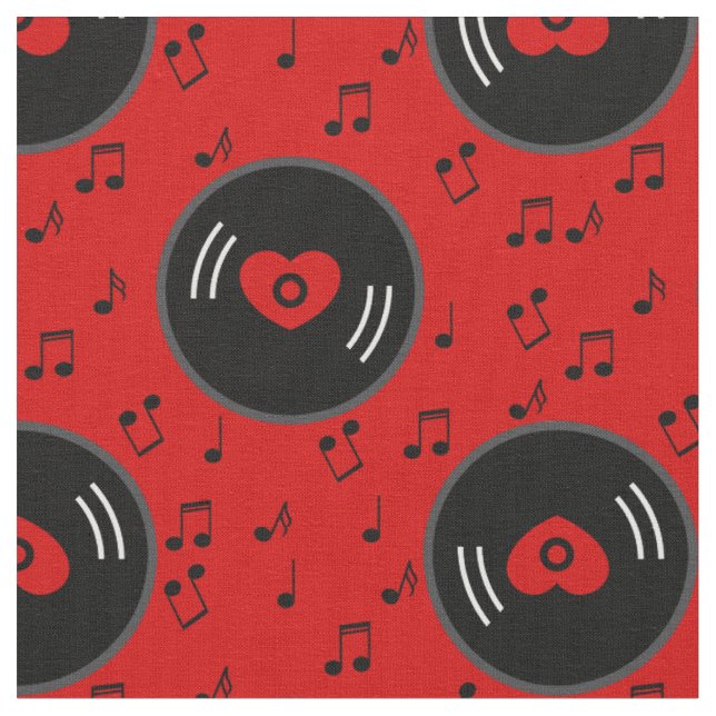 Tecido notas de música vinil grava vermelho (Detalhe)