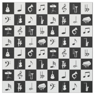 Tecido Notas e Instrumentos de Música Modernos na moda