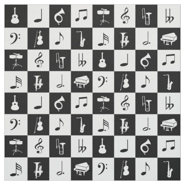 Tecido Notas e Instrumentos de Música Modernos na moda (Modelo)