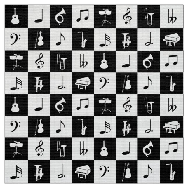 Tecido Notas e Instrumentos de Música Modernos na moda (Modelo)