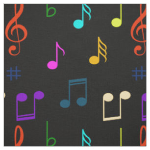 Tecido Notas Musicais Coloridas Músico Arte de Nota Music