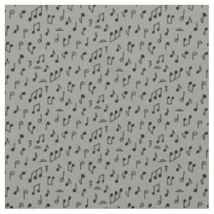 Tecido Notas musicais Doddle pretas em cinza médio