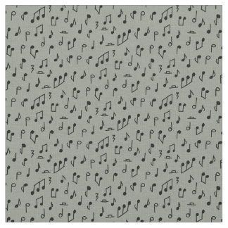 Tecido Notas musicais Doddle pretas em cinza médio