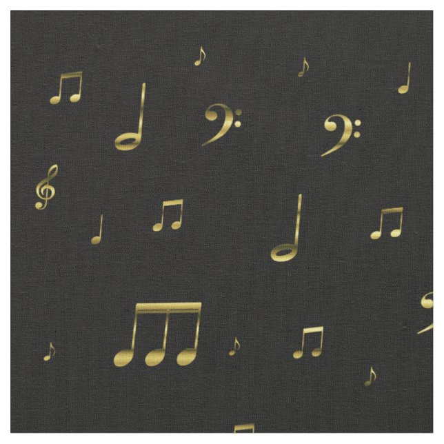 Tecido notas musicais douradas (Detalhe)