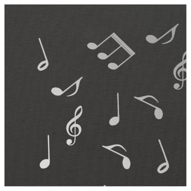 Tecido notas musicais prateadas (Detalhe)