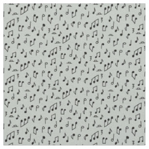 Tecido Notas Musicais Pretas em Cinza