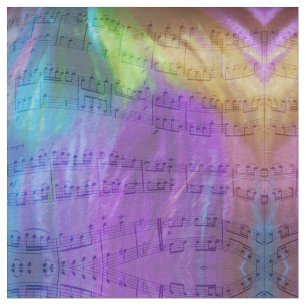 Tecido Notas musicais psicadélicos