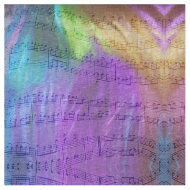 Tecido Notas musicais psicadélicos (Detalhe)
