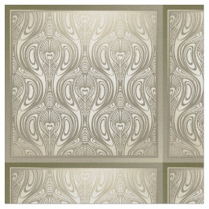 Tecido Nouveau da arte, deco, ouro, branco, floral,