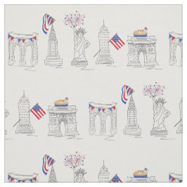 Tecido Nova Iorque NYC Landmarks 4 de julho 4º EUA