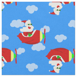 Tecido nuvens de papais noeis pilotos de avião de natal a