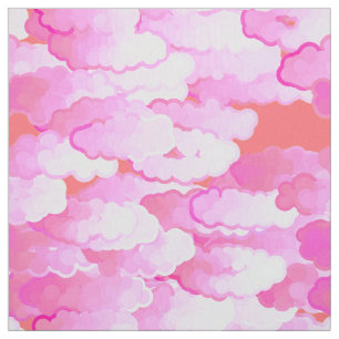 Tecido Nuvens japonesas, alvorecer, rosa da orquídea e