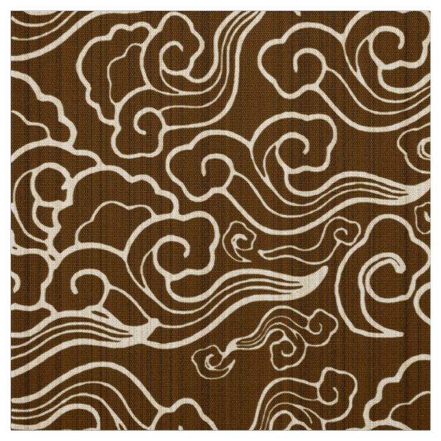 Tecido Nuvens japonesas do vintage, castanho chocolate (Modelo)