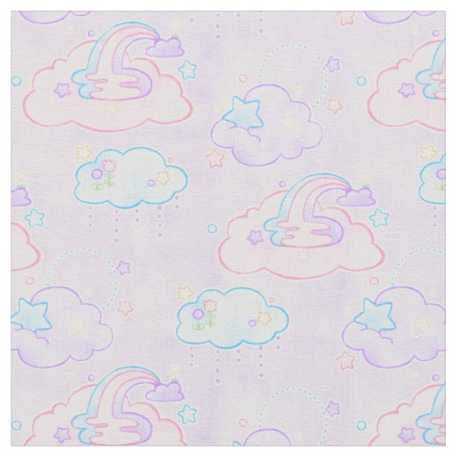 Tecido Nuvens Pastel Dreamy - Enfermeiro Kawaii Rainbow (Detalhe)