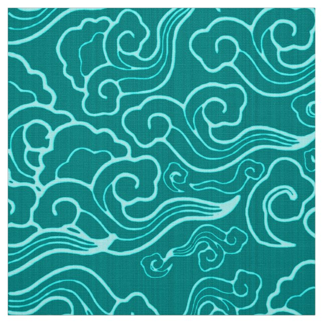 Tecido Nuvens, turquesa e Aqua japoneses do vintage (Modelo)