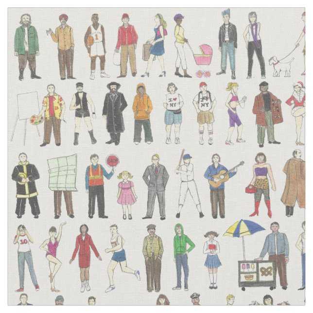 Tecido NYC Pessoas Cidadãos da Nova Iorque Denizens (Detalhe)