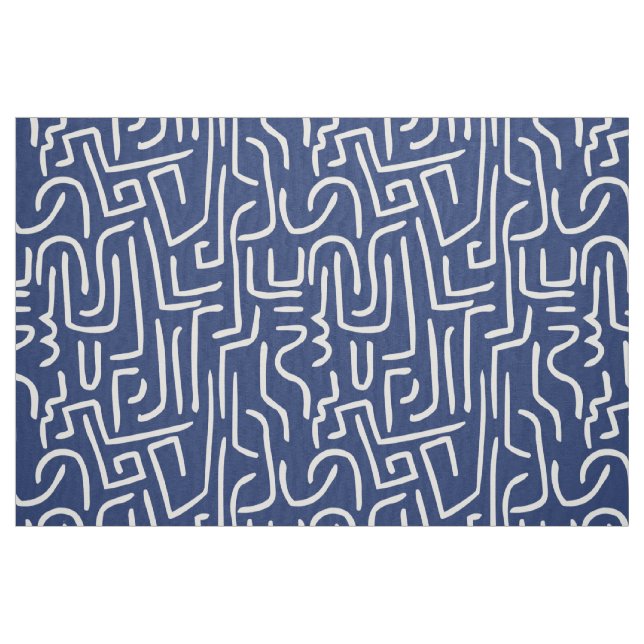 Tecido O abstrato alinha 130318 - branco no azul de (Fat Quarter)