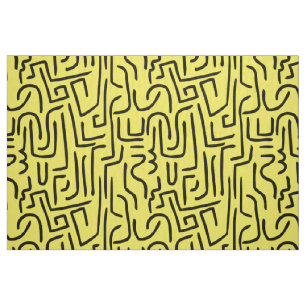 Tecido O abstrato alinha 130318 - enegreça no amarelo