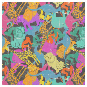 Tecido O animal retro mostra em silhueta o teste padrão