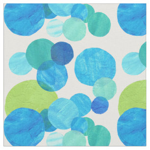 Tecido O branco abstrato do verde azul do costume