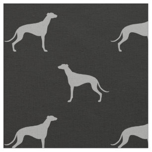 Tecido O cão do galgo mostra em silhueta cinzas e preto