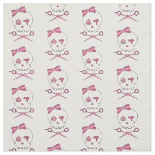Tecido O crânio do cabeleireiro & Scissor Crossbones -