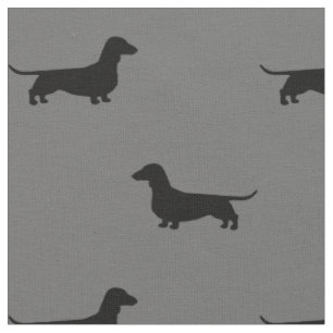 Tecido O Dachshund mostra em silhueta cinzas e preto do