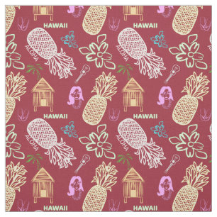 Tecido O Havaiano Luau Patternou Vermelho