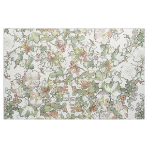 Tecido O Hollyhock de Nouveau da arte de Mucha floresce o