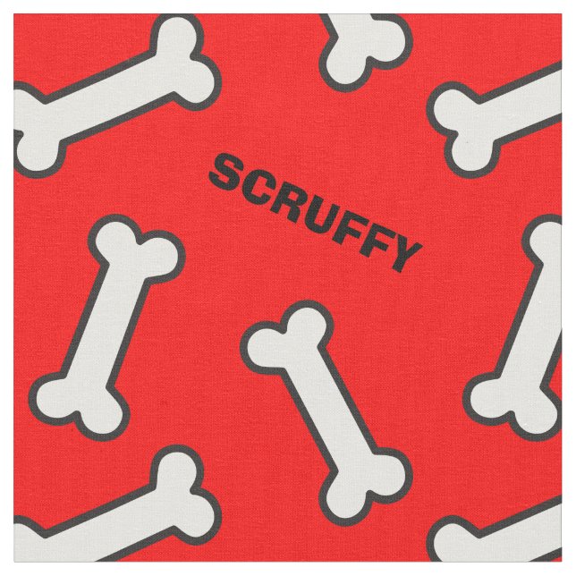Tecido O nome do seu cão é Red and White Bone Pattern (Detalhe)