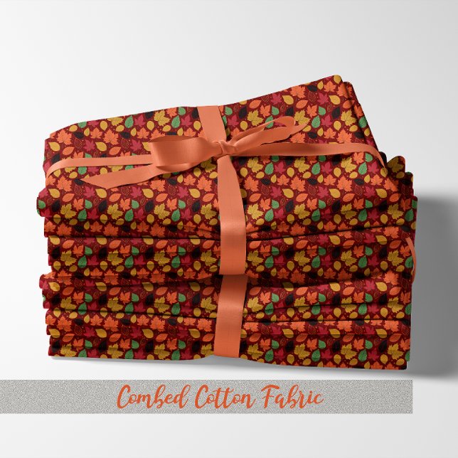 Tecido O outono Vibrante deixa padrão multicolorido (Vibrant Autumn Leaves Multi-Colored Pattern Combed Cotton Fabric)