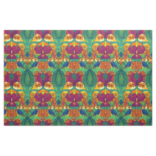 Tecido O padrão Owl Retro Art Nouveau por Voysey