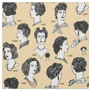Tecido O penteado de Barber vintage, 1940, retro-girl pat